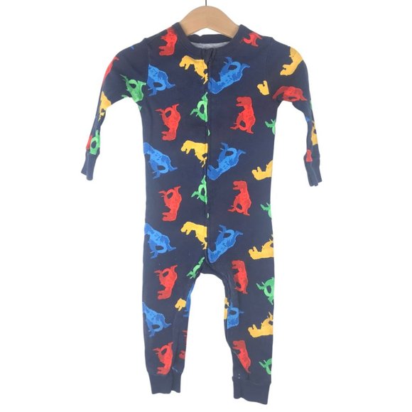 Cat & Jack and Old Navy set of 2 One Piece Pijamas Rainbow and Dinosaur Print 18 - Picture 6 of 9